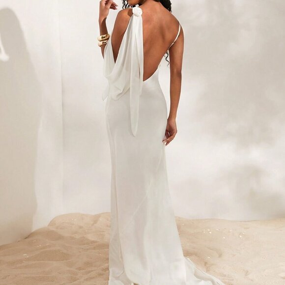 White Preppy Women's Woven Maxi Slip Dress - Picture 8 of 8